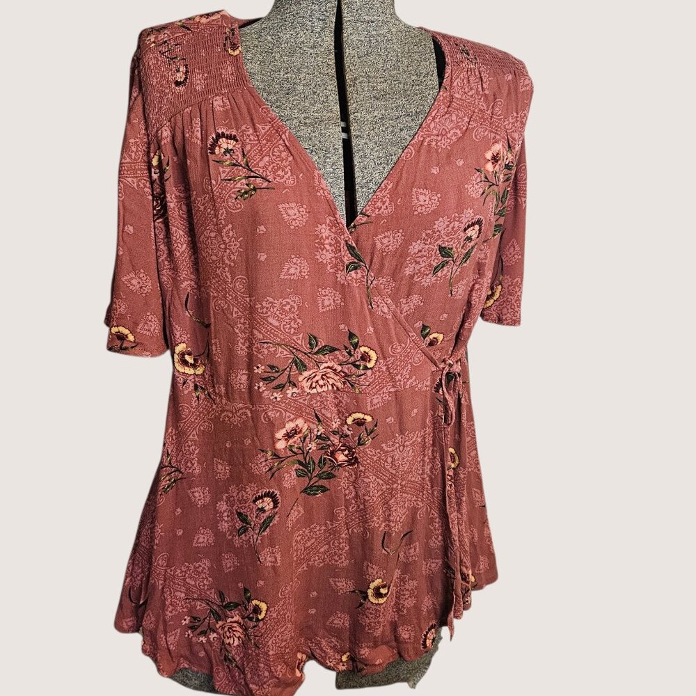 Torrid Floral Wrap Blouse